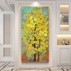抽象花手绘肌理刀画黄色花卉卧室餐厅客厅挂画